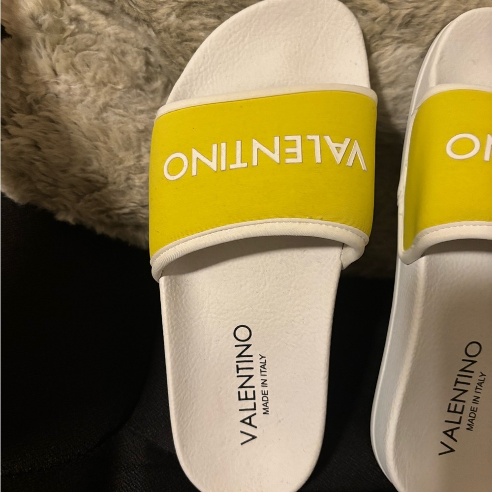 Mario Valentino Women's Yellow Slide Sandals - Picture 2 of 8